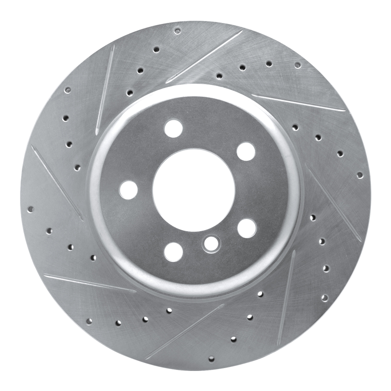 BMW 640I Brake Rotor (1) - Rear Left - R1 Concepts - Drilled & Slotted - Silver - `10-`19